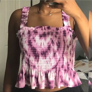 Purple and white tie-dye top
